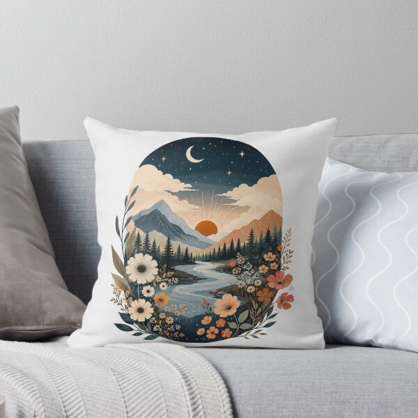 Item preview, Moonlit River Valley | Boho Nature Landscape Illustration designed and sold by Tanu Biswas.