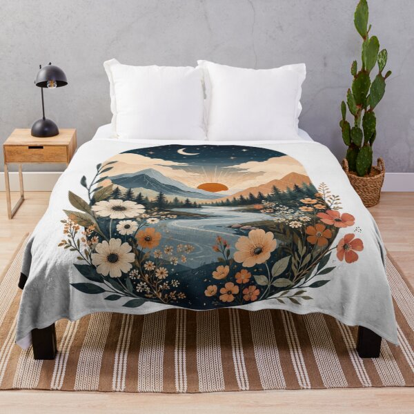 Item preview, Moonlit River Valley | Boho Nature Landscape Illustration designed and sold by Tanu Biswas.