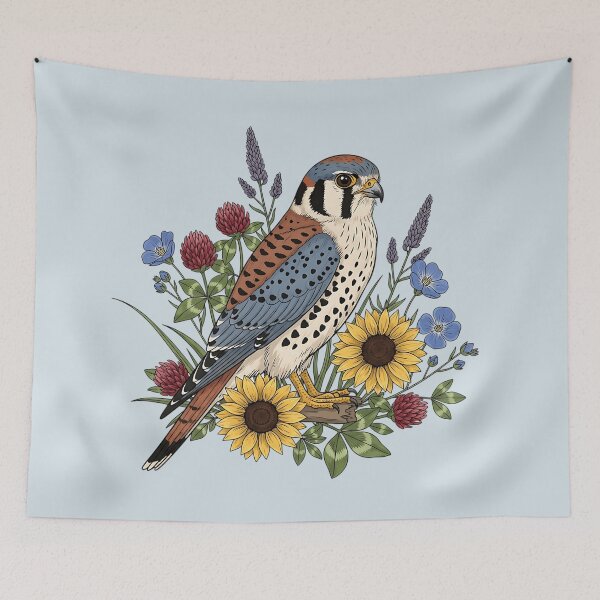 Item preview, Botanical American Kestrel Sunflower Nature designed and sold by BirdsnStuff.
