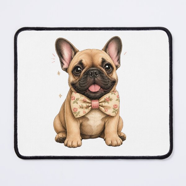 Item preview, Cute French Bulldog with Floral Bow Tie | Adorable Frenchie Puppy Cartoon Illustration designed and sold by WHDProduction45.