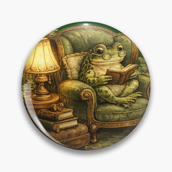 Item preview, Frog Reading in Armchair Cozy Aesthetic – Intellectual Book Lover Illustration | Frog Bookworm Gift designed and sold by irfanshikh.