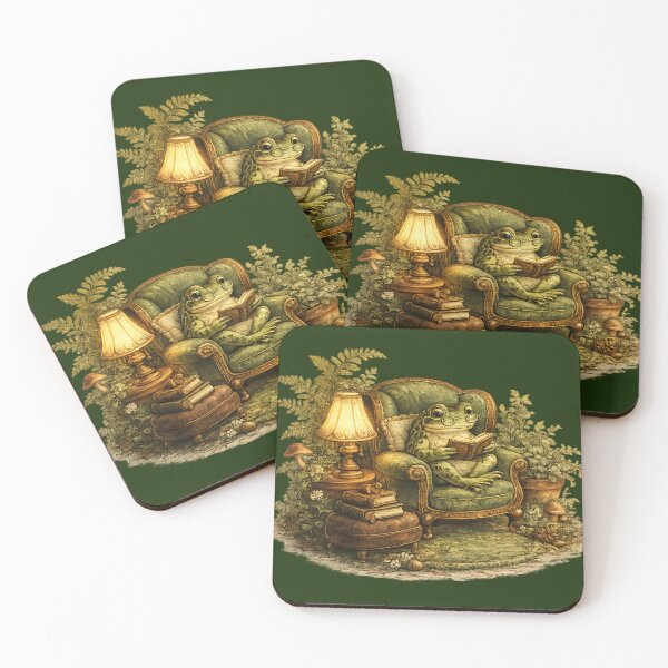 Item preview, Frog Reading in Armchair Cozy Aesthetic – Intellectual Book Lover Illustration | Frog Bookworm Gift designed and sold by irfanshikh.