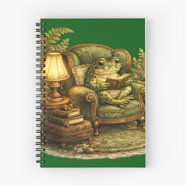 Item preview, Frog Reading in Armchair Cozy Aesthetic – Intellectual Book Lover Illustration | Frog Bookworm Gift designed and sold by irfanshikh.