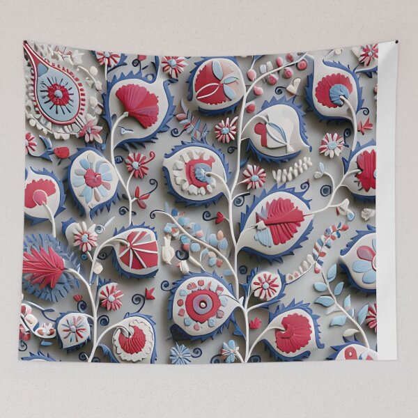 Item preview, Suzani Uzbekistan Floral Embroidery Print designed and sold by Vicky Brago-Mitchell®.