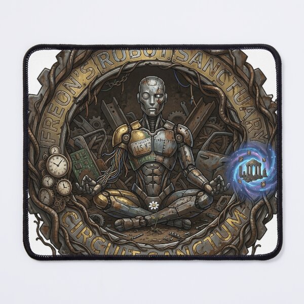 Item preview, Post Apocalyptic Scrap Metal Robot Sanctuary Badge designed and sold by octozap.