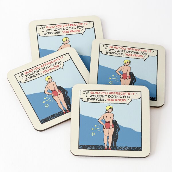 Item preview, Blonde Pre Code Comic Weirdness Ouch! • Red Swimsuit Bathing Beauty Pop Art  designed and sold by wmxdesign.