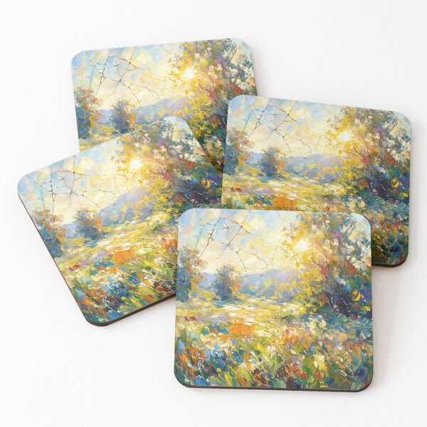Item preview, Sun-Drenched Meadow Palette Knife Landscape designed and sold by MoonwoodStudio.