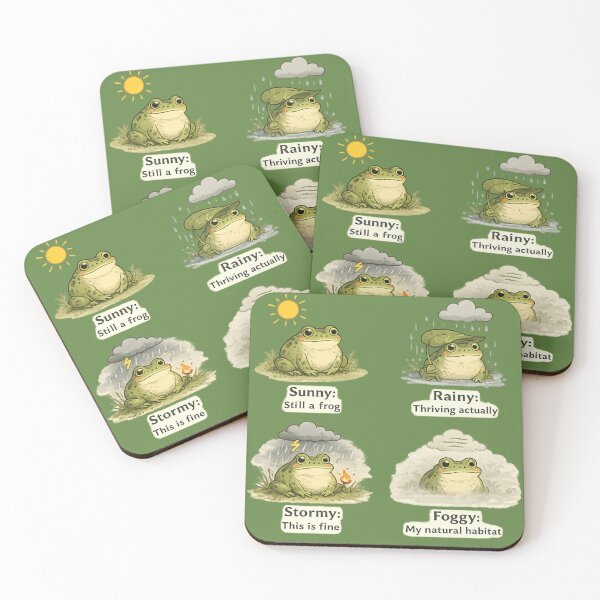 Item preview, Frog Weather Forecast Four Panel – Funny Relatable Mood Comic Art | Frog Humor Gift designed and sold by irfanshikh.