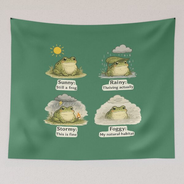 Item preview, Frog Weather Forecast Four Panel – Funny Relatable Mood Comic Art | Frog Humor Gift designed and sold by irfanshikh.