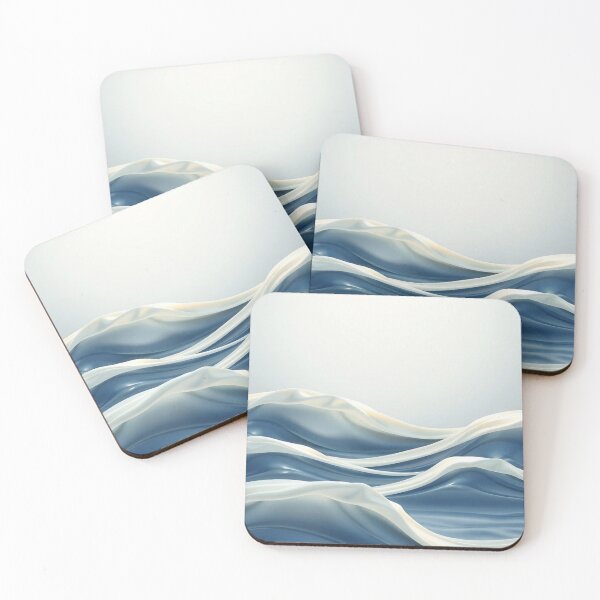 Item preview, Luxurious Blue & White Silk Satin Ocean Waves Elegant Flowing Abstract Art designed and sold by IntelliMindDesigns.