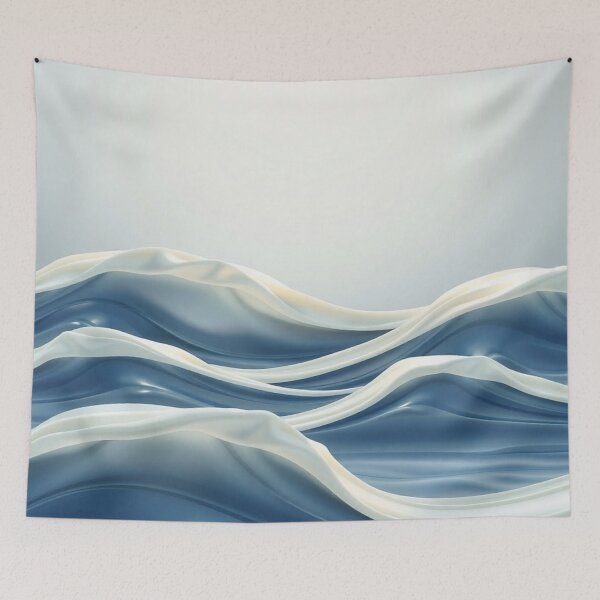 Item preview, Luxurious Blue & White Silk Satin Ocean Waves Elegant Flowing Abstract Art designed and sold by IntelliMindDesigns.