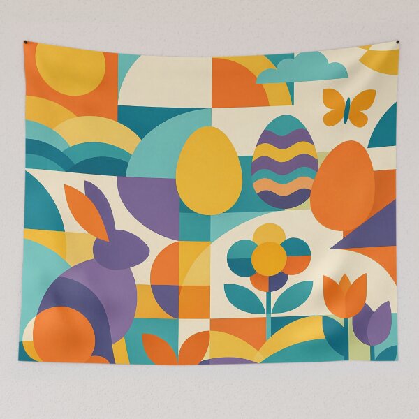 Item preview, Geometric Easter Bunny and Egg Pattern designed and sold by InkSmithery.