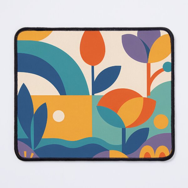 Item preview, Geometric Floral Garden in Retro Colours designed and sold by InkSmithery.