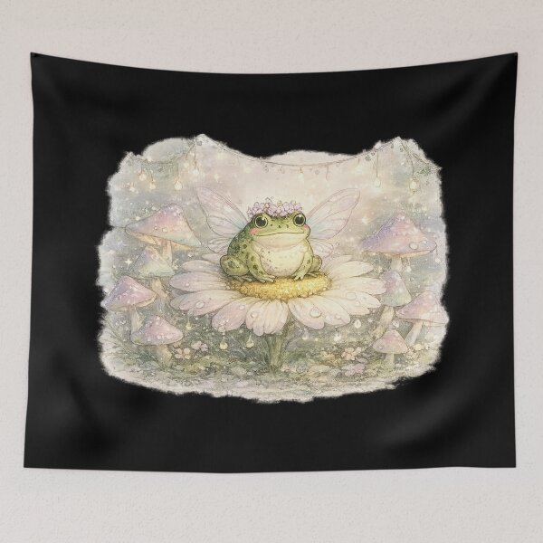 Item preview, Fairycore Frog Princess Flower Crown Wings – Magical Pastel Watercolor Art | Fairycore Frog Gift designed and sold by irfanshikh.