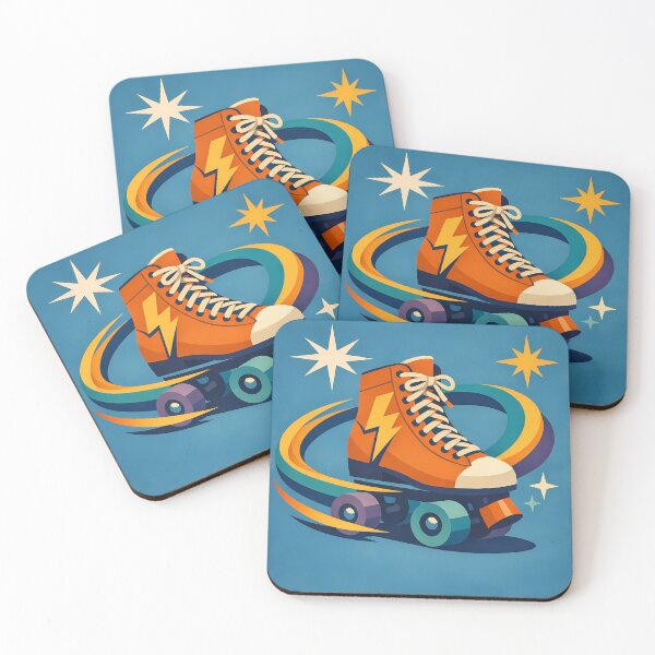 Item preview, Orange Lightning Roller Skate with Star Swirls designed and sold by InkSmithery.
