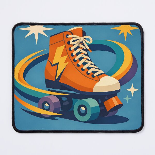 Item preview, Orange Lightning Roller Skate with Star Swirls designed and sold by InkSmithery.