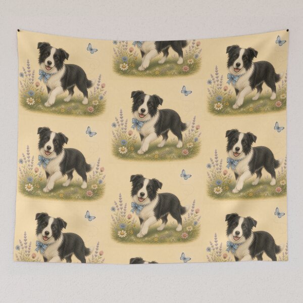 Item preview, Border Collie Puppy Dog Floral Baby Nursery Room designed and sold by DogGonePeople.