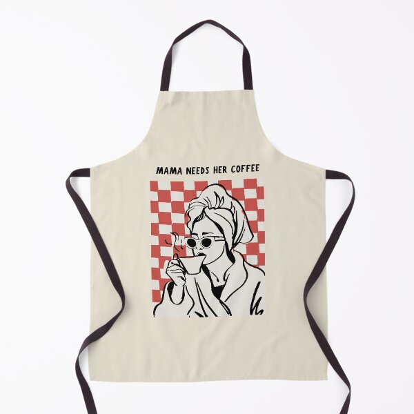 Item preview, Retro Girl Drinking Coffee Line Art with Red Checkerboard designed and sold by samahl_l.