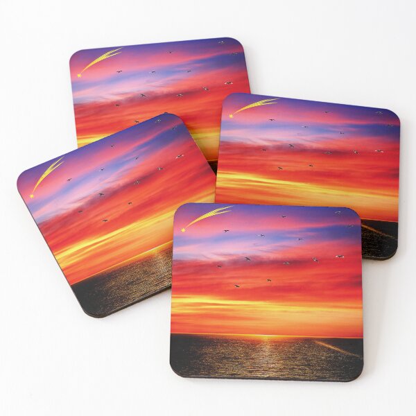 Item preview, Dreamy cosmic ocean sunset with shooting star  designed and sold by FahdSpaceArt.