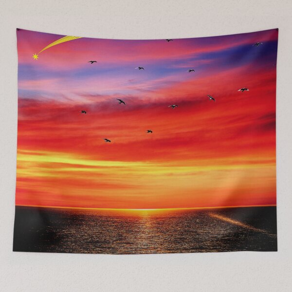 Item preview, Dreamy cosmic ocean sunset with shooting star  designed and sold by FahdSpaceArt.