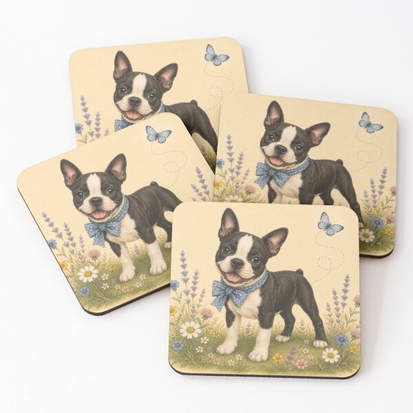 Item preview, Boston Terrier Puppy Dog Floral Baby Nursery Room designed and sold by DogGonePeople.