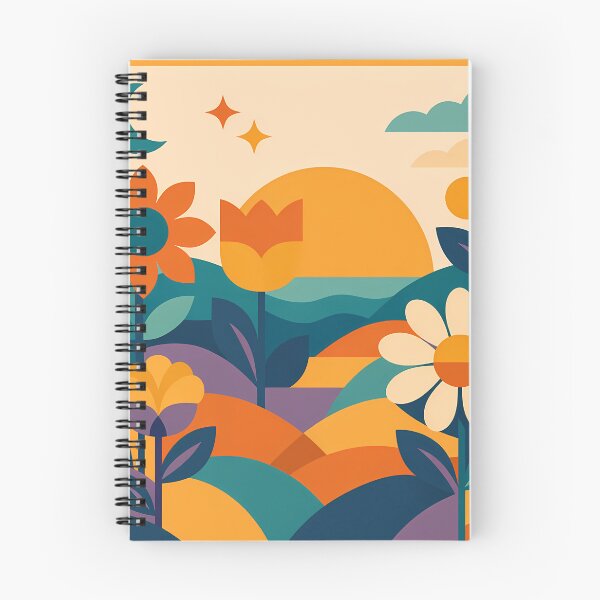 Item preview, Geometric Floral Landscape with Sun and Moon designed and sold by InkSmithery.