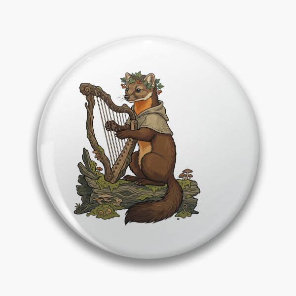 Item preview, Medieval Fantasy Pine Marten Playing Harp designed and sold by TeeARTHY.
