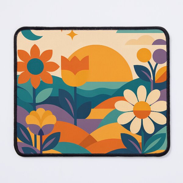 Item preview, Geometric Floral Landscape with Sun and Moon designed and sold by InkSmithery.