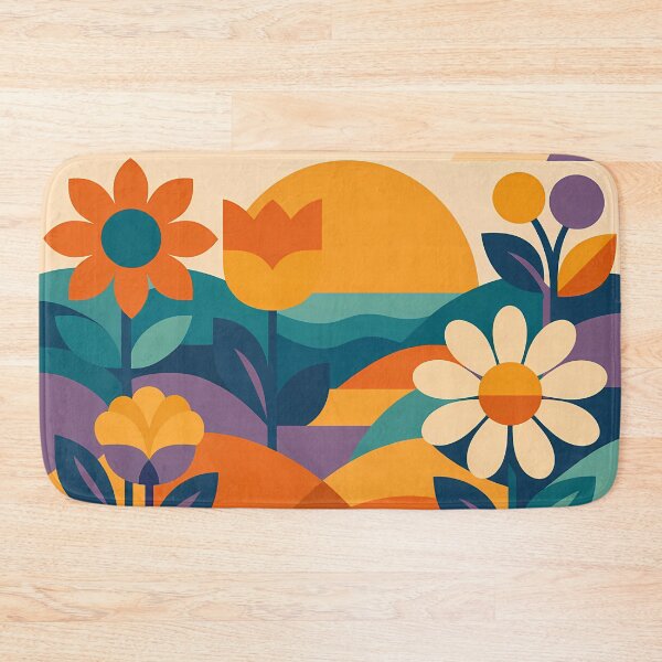 Item preview, Geometric Floral Landscape with Sun and Moon designed and sold by InkSmithery.