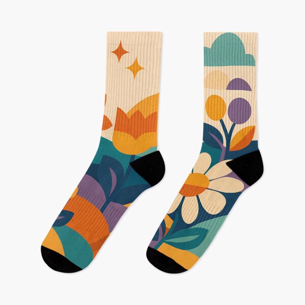 Item preview, Geometric Floral Landscape with Sun and Moon designed and sold by InkSmithery.