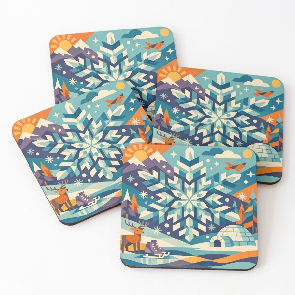 Item preview, Geometric Snowflake Winter Landscape designed and sold by InkSmithery.