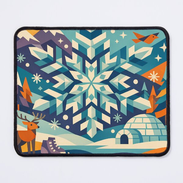 Item preview, Geometric Snowflake Winter Landscape designed and sold by InkSmithery.