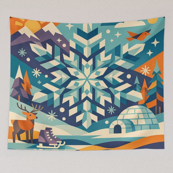 Item preview, Geometric Snowflake Winter Landscape designed and sold by InkSmithery.