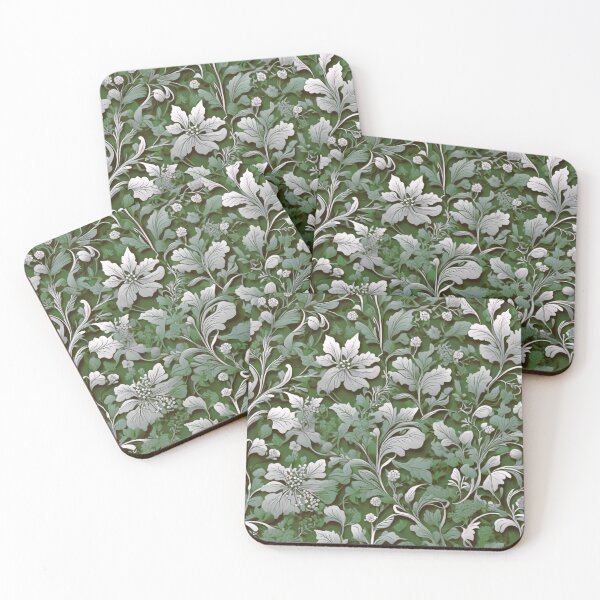 Item preview, Elegant vintage style green floral pattern designed and sold by hollycooper.