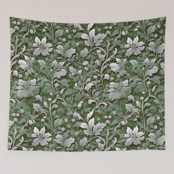 Item preview, Elegant vintage style green floral pattern designed and sold by hollycooper.