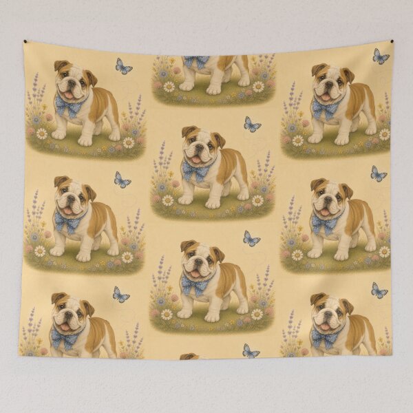 Item preview, Bulldog Puppy Dog Floral Baby Nursery Room designed and sold by DogGonePeople.