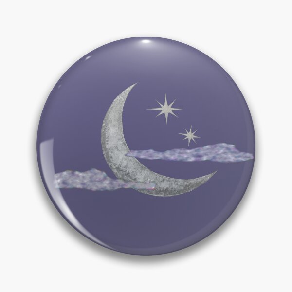Item preview, Crescent moon with two stars and clouds designed and sold by creaphyl28.