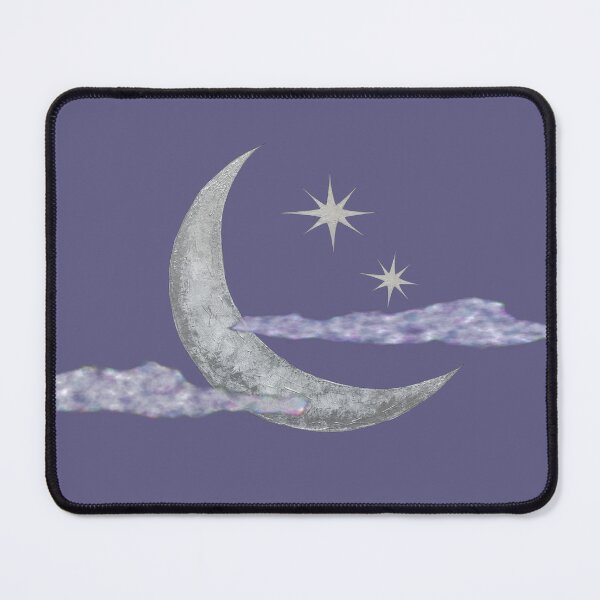 Item preview, Crescent moon with two stars and clouds designed and sold by creaphyl28.
