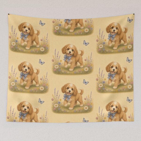 Item preview, Cavapoo Puppy Dog Floral Baby Nursery Room designed and sold by DogGonePeople.