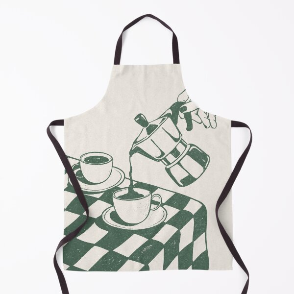 Item preview, Vintage Moka Pot Coffee Art Print with Green Checkered Tablecloth designed and sold by samahl_l.