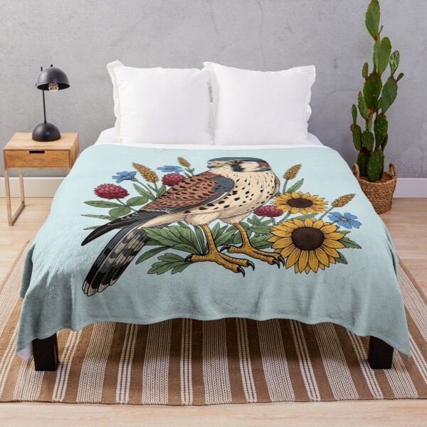 Item preview, Botanical American Kestrel Country Meadow  designed and sold by BirdsnStuff.