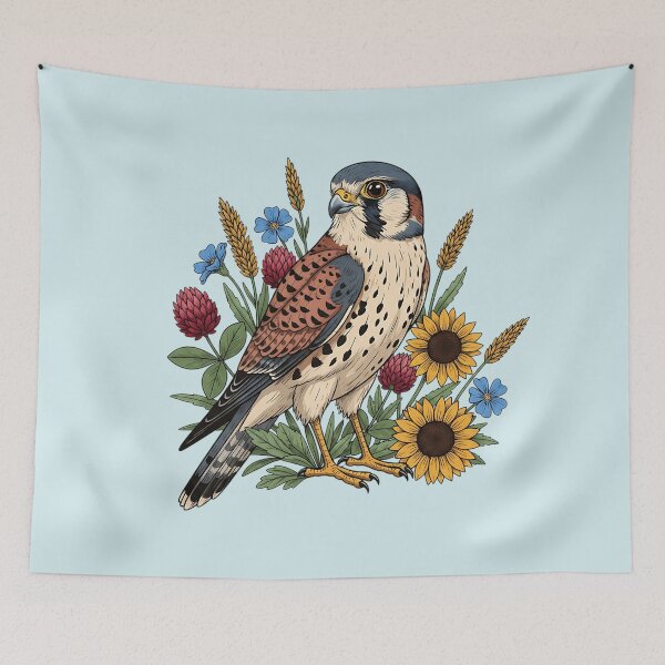 Item preview, Botanical American Kestrel Country Meadow  designed and sold by BirdsnStuff.