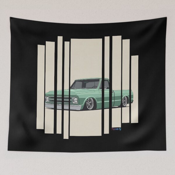 Item preview, Chevrole C10 1967 Chevy C10, lowered stance, mint green paint chrome trim old-school garage 15 designed and sold by Neon G.