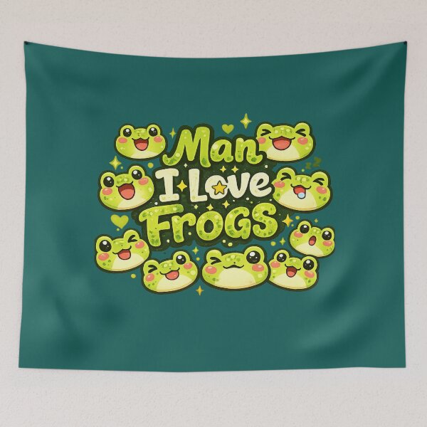 Item preview, Man I Love Frogs – Bold Kawaii Typography Frog Art | Frog Lover Funny Gift designed and sold by irfanshikh.