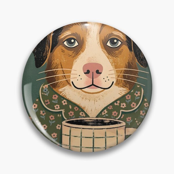 Item preview, Cute Vintage Dog in Floral Pajamas Drinking Coffee designed and sold by infinitearte.