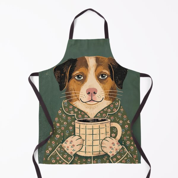 Item preview, Cute Vintage Dog in Floral Pajamas Drinking Coffee designed and sold by infinitearte.
