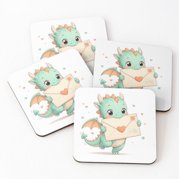 Item preview, Tiny Dragon Mail Delivery – Cute Kawaii Dragon with Love Letter designed and sold by Seculinator.