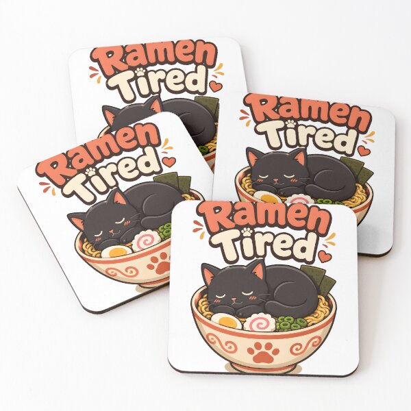 Item preview, Ramen Tired Cute Kawaii Noodles Food Pun designed and sold by Mr Lee.