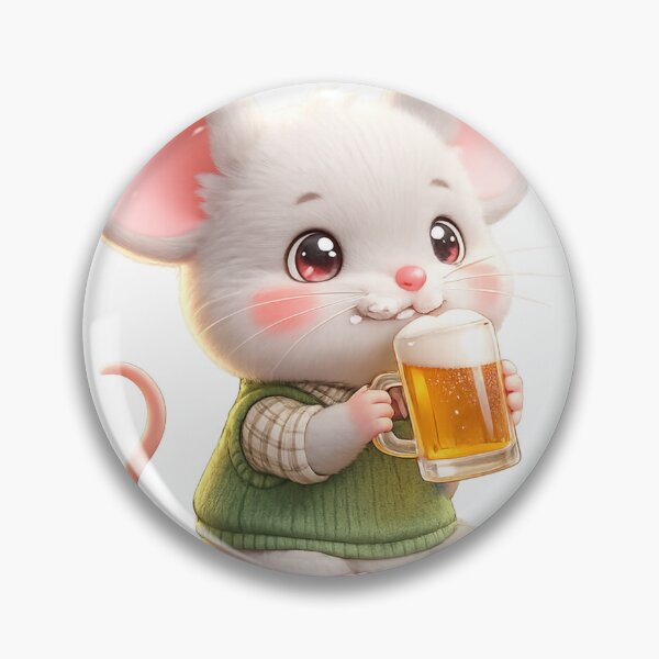 Item preview, Kawaii Mouse Drinking Beer Cute Anime Pub Art designed and sold by josflo12.
