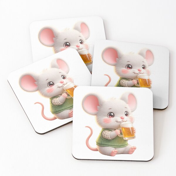 Item preview, Kawaii Mouse Drinking Beer Cute Anime Pub Art designed and sold by josflo12.